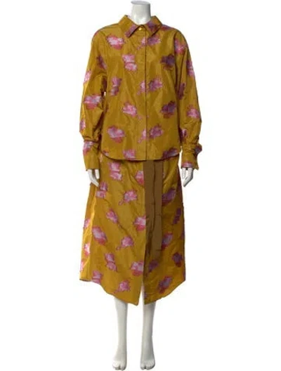 Pre-owned Patou Floral Print Midi Length Dress In Yellow