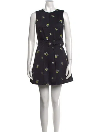 Pre-owned Patou Floral Print Mini Dress In Blue