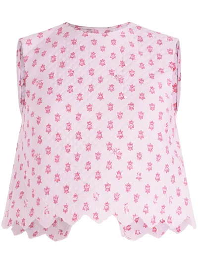 Patou Floral-print Quilted Crop Top In Pink