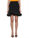 Patou High Waist Ruffled Mini Skirt In Black