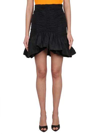 Patou High Waist Ruffled Mini Skirt In Black