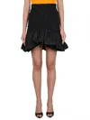 Patou High Waist Ruffled Mini Skirt In Black