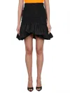 Patou Flounced Mini Skirt For Women In Black