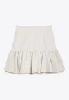 Patou White Cotton Flounced Mini Skirt In White