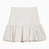 Patou White Cotton Flounced Mini Skirt In White