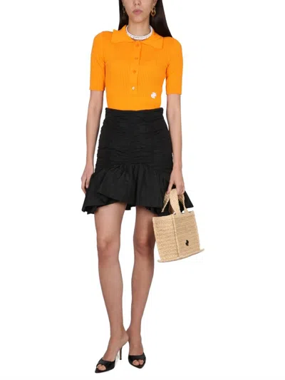 Patou Flounced Mini Skirt For Women In Black