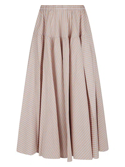 PATOU PATOU FLOWING PLEATED MAXI SKIRT IN NEUTRAL TONES