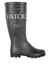 Patou High Shaft Rubber Sole Textured Finish Boots In Black  