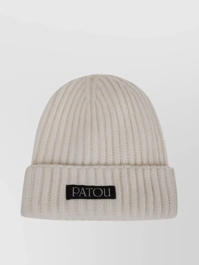 Patou Folded Edge Knit Hat In Beige