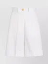 Patou Front Pleated High Waist Shorts With Pockets In White