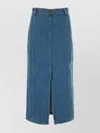 Patou Slit-detail Organic-denim Midi Skirt