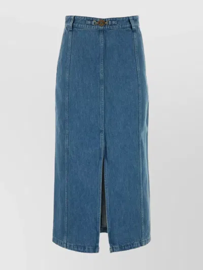 PATOU FRONT SLIT DENIM SKIRT