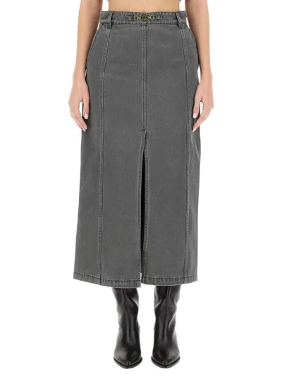 Patou Chic Midi Skirt In Grey