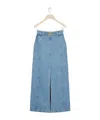 Patou Front-slit High-waist Denim Midi Skirt In Blue