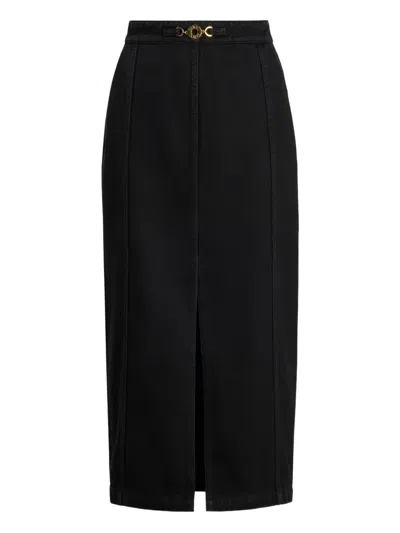 Patou Front Slit Skirt In Black