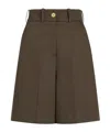 Patou High-waisted Military Green Shorts With Pockets In Brown