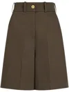 Patou High-waisted Military Green Shorts With Pockets In Green