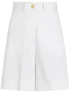 Patou Front Pleated High Waist Shorts With Pockets In White