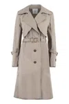 Patou Trench Coat With Lapel Collar And Storm Flap In Beige