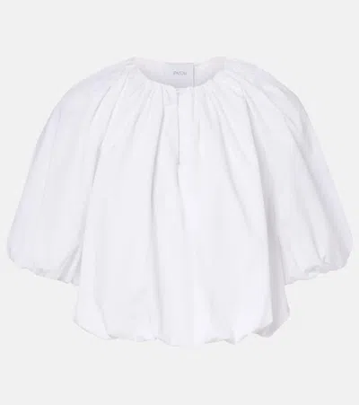 Patou Gathered Cotton Top In White