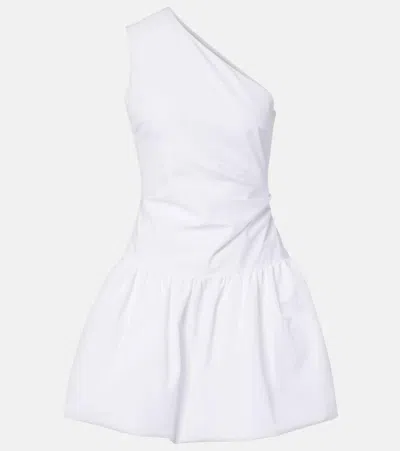 Patou Gathered Faille Minidress In White