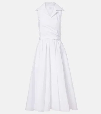Patou Draped Organic Cotton Midi Dress In White