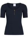 Patou Geripptes T-shirt Aus Bio-baumwolle In Blau