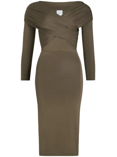 Patou Gewickeltes Jersey-midikleid In Braun
