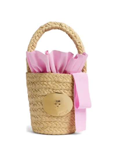 Patou Gg Ribbon-detail Bucket Bag In Pink