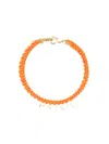 Patou Glass And Brass Bead Necklace In Orange