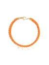 Patou Glass And Brass Bead Necklace In Orange