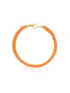 Patou Glass And Brass Bead Necklace In Orange