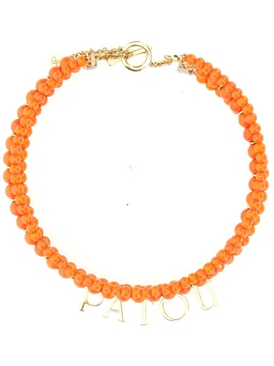 PATOU GLASS AND BRASS BEAD NECKLACE