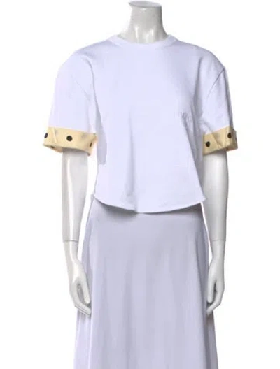 Pre-owned Patou Graphic Print Crew Neck Crop Top In White