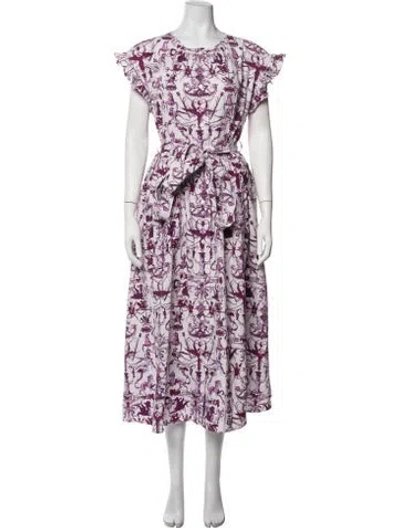 Pre-owned Patou Graphic Print Midi Length Dress In Purple