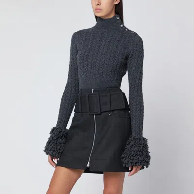 Patou Wool Cashmere Sweater Shoulder Button Detail In Gray