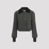 Patou Quilted Velvet Collar Cropped Blouson In Green