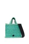 Patou Small Jp Raffia Tote Bag In Green