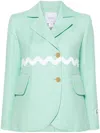 Patou Single-breasted Tweed Blazer In Green