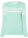 PATOU GREEN WAVE-STRIPE SWEATER