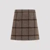 Patou Mini Skirt Wool Blend Checked Pattern In Grey