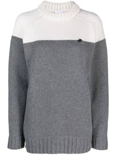 PATOU GREY COLOUR-BLOCK JUMPER