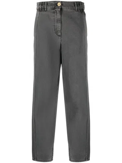 Patou Grey Straight Mid Rise Jeans In Gray