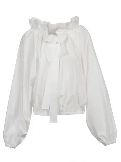 Patou Gros Grain Long Sleeves Top In White