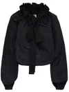 Patou Gros Grain Top With Gathered Collar In Black