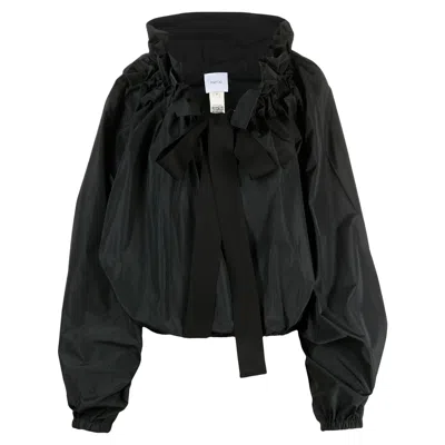 Patou Grosgrain Puff-sleeve Blouse In Black