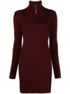 Patou Half-zip Ribbed-knit Minidress In Red