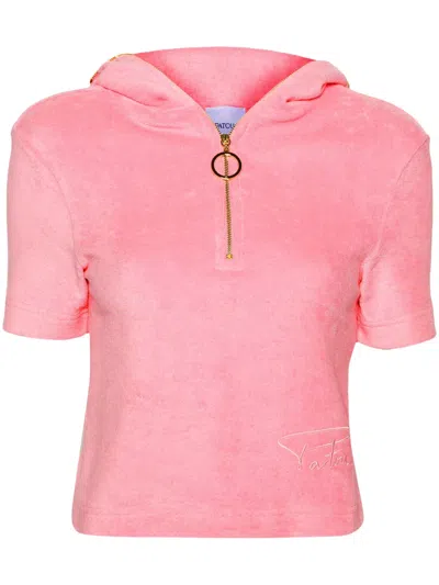 Patou Terry-cloth Cotton Polo Shirt In Pink