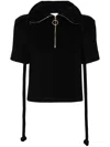 Patou Half-zip Cotton Polo Top In Schwarz