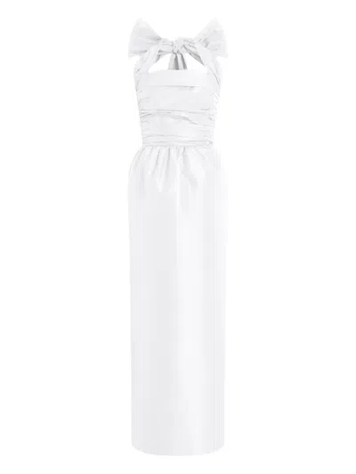 Patou Halterneck Bow Maxi Dress In White